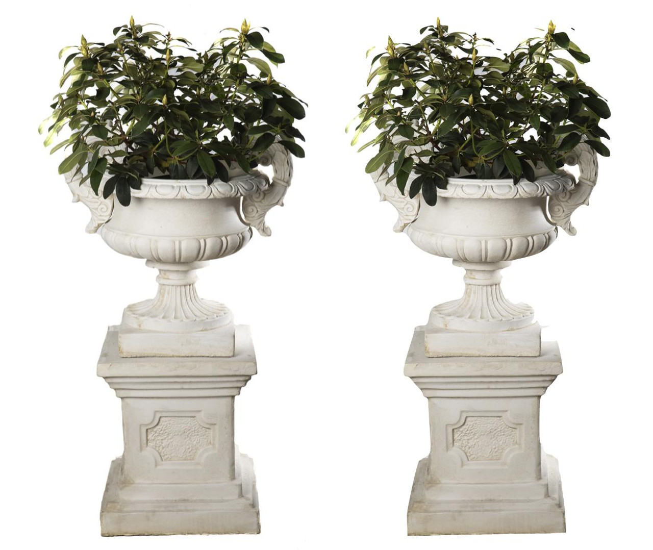 Pair of Large Edwardian Stone Vase on Plinths