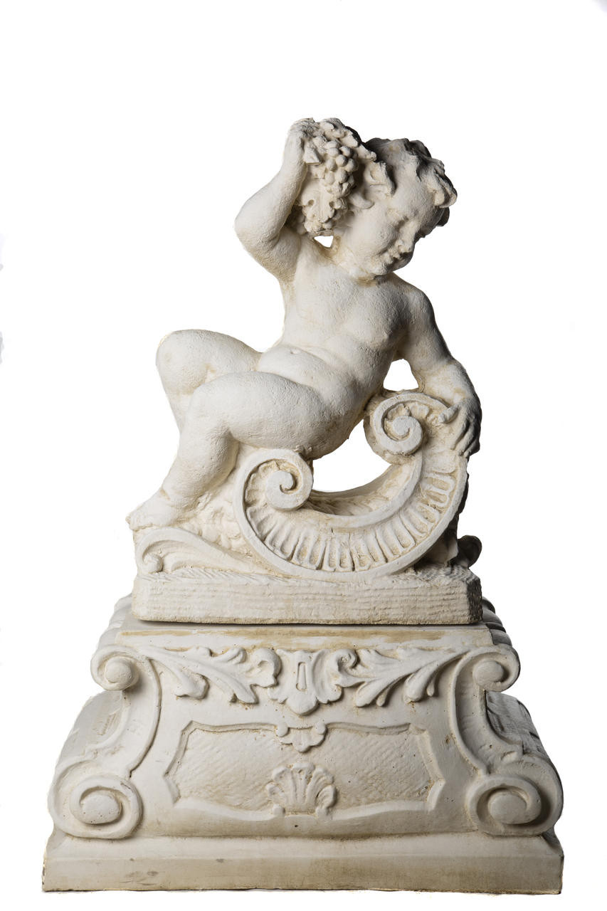 Very Large Pair of Cherub Statues with Fancy Columns