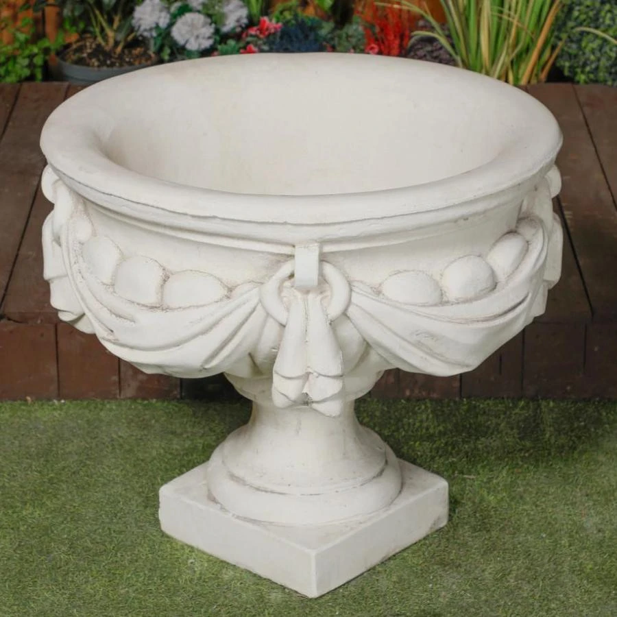 Large White/cream Draped Georgian Style Vase Planter Urn