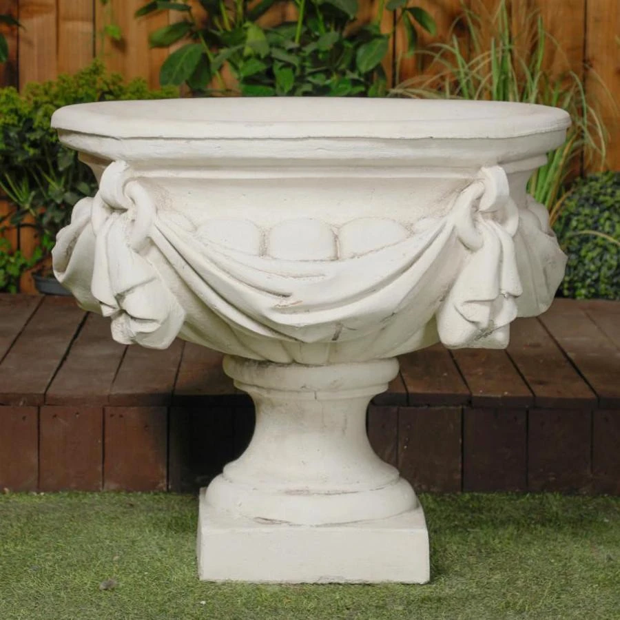 Large White/cream Draped Georgian Style Vase Planter Urn