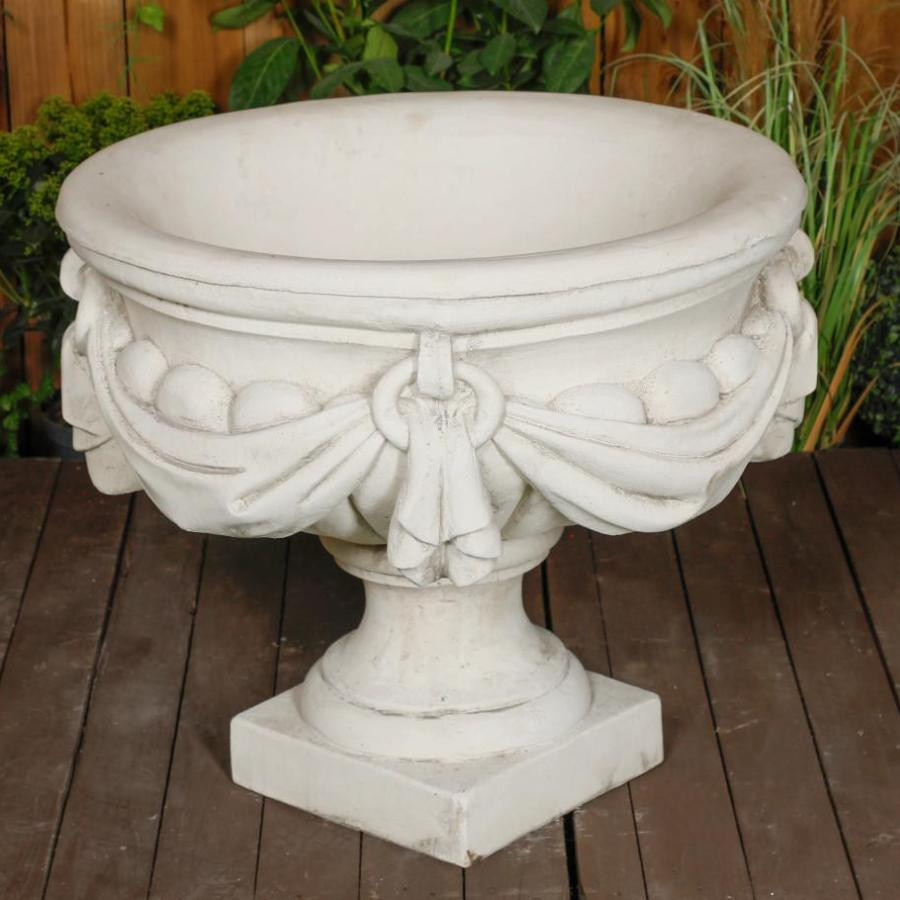 Large White/cream Draped Georgian Style Vase Planter Urn