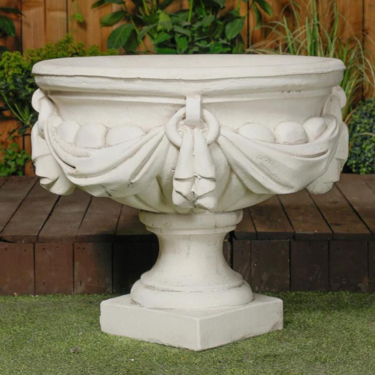 Large White/cream Draped Georgian Style Vase Planter Urn  Large White/cream Draped Georgian Style Vase Planter Urn