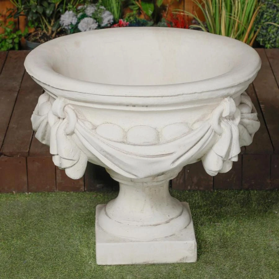 Large White/cream Draped Georgian Style Vase Planter Urn