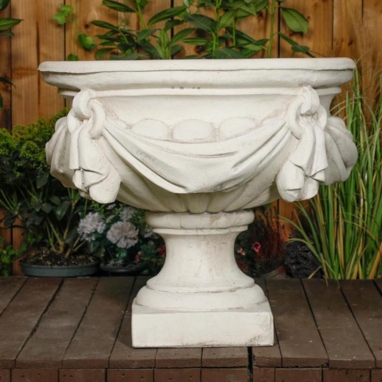 Large White/cream Draped Georgian Style Vase Planter Urn  Large White/cream Draped Georgian Style Vase Planter Urn