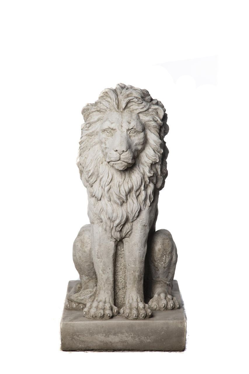 Very Large Sitting Proud Lion Gatepost Statue