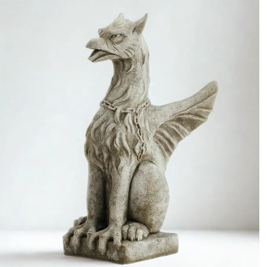 Large Winged Stone Griffin Ornament Gargoyle Gryphon Style