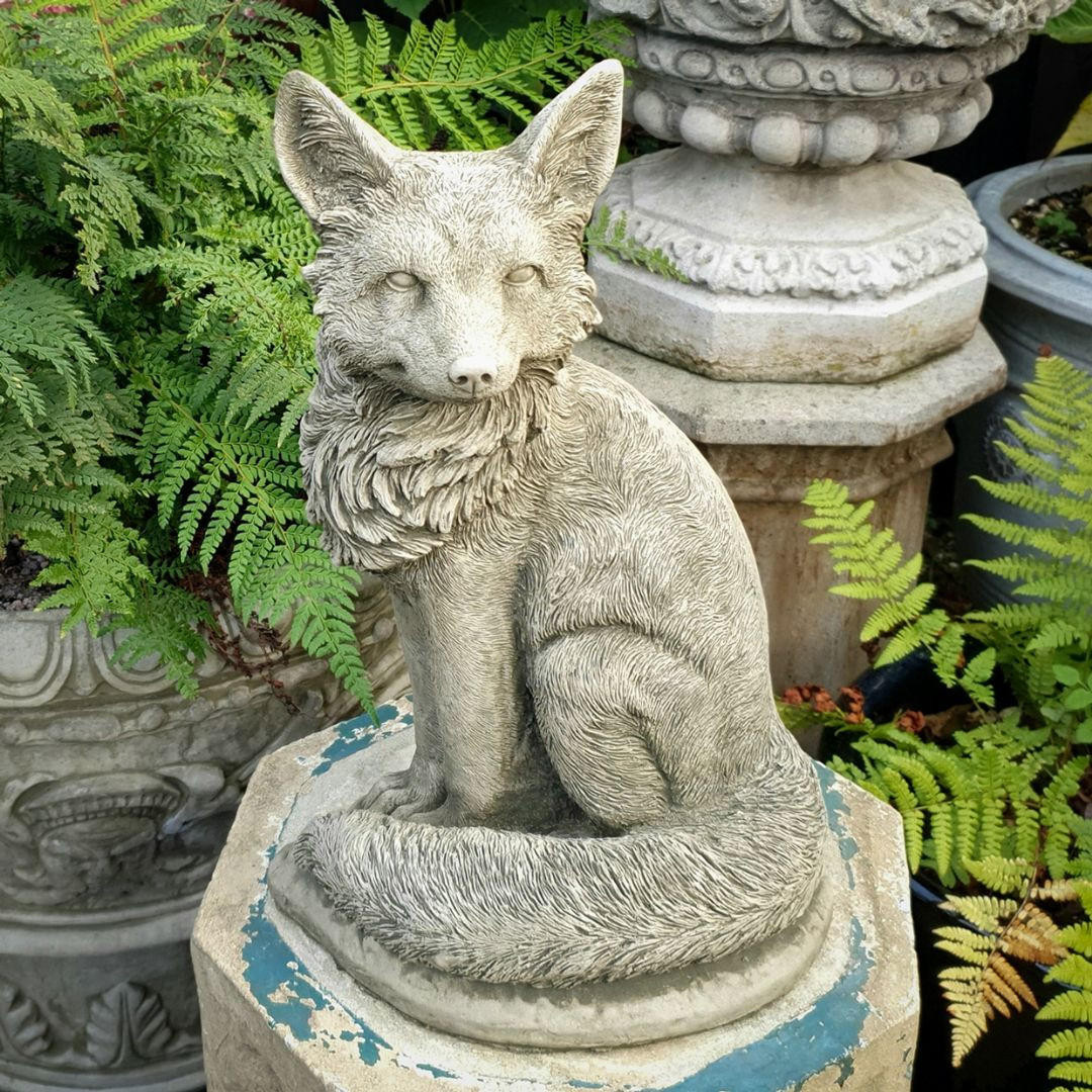 Handcrafted Metal Fox Sculpture Draped in Fall Leaves