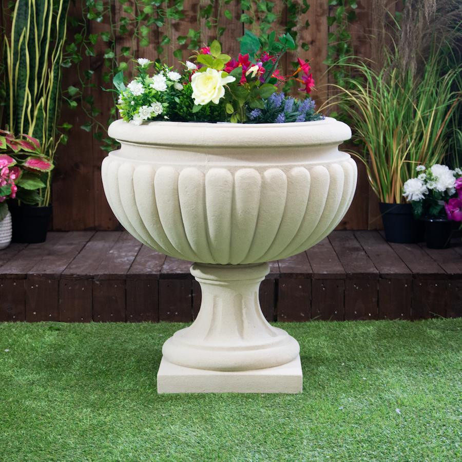 Royale Design Sandstone Urn with Square Base