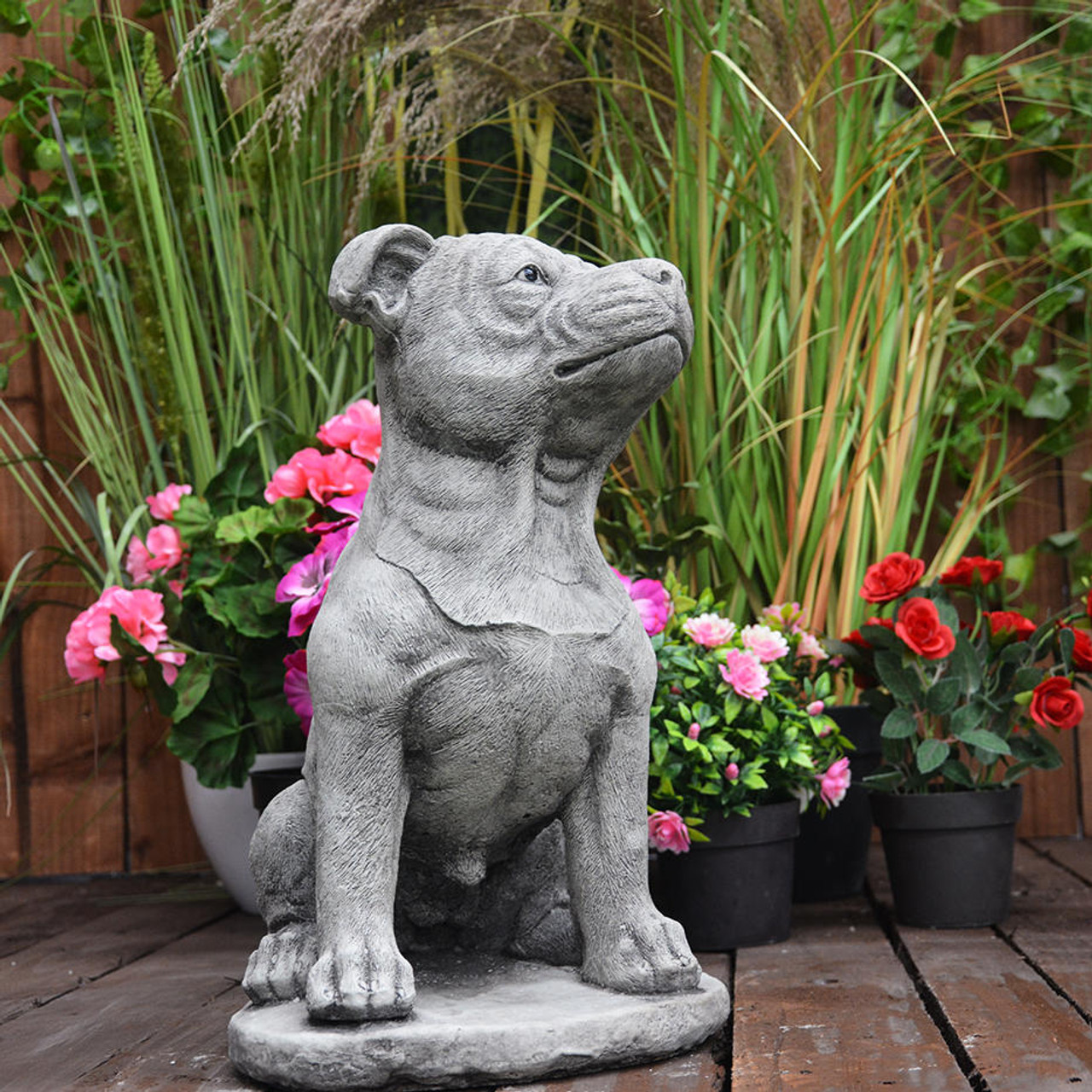 Large Staffordshire Bull Terrier Dog Garden statue