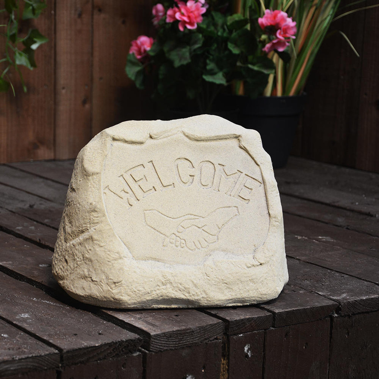 Sandstone Rock Welcome Garden Sign