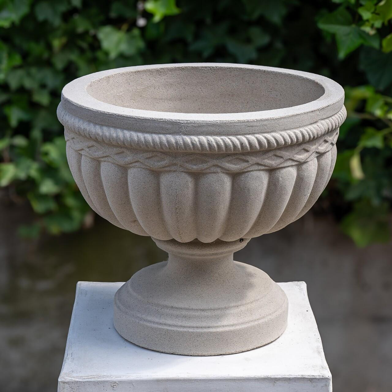 Cross Patterned Sandstone Large Garden Urn 