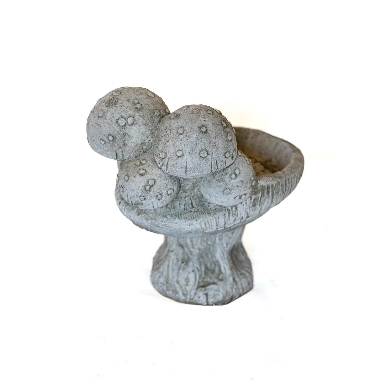 Big Mushrooms Stonecast Bird Bath Statue Garden Ornament