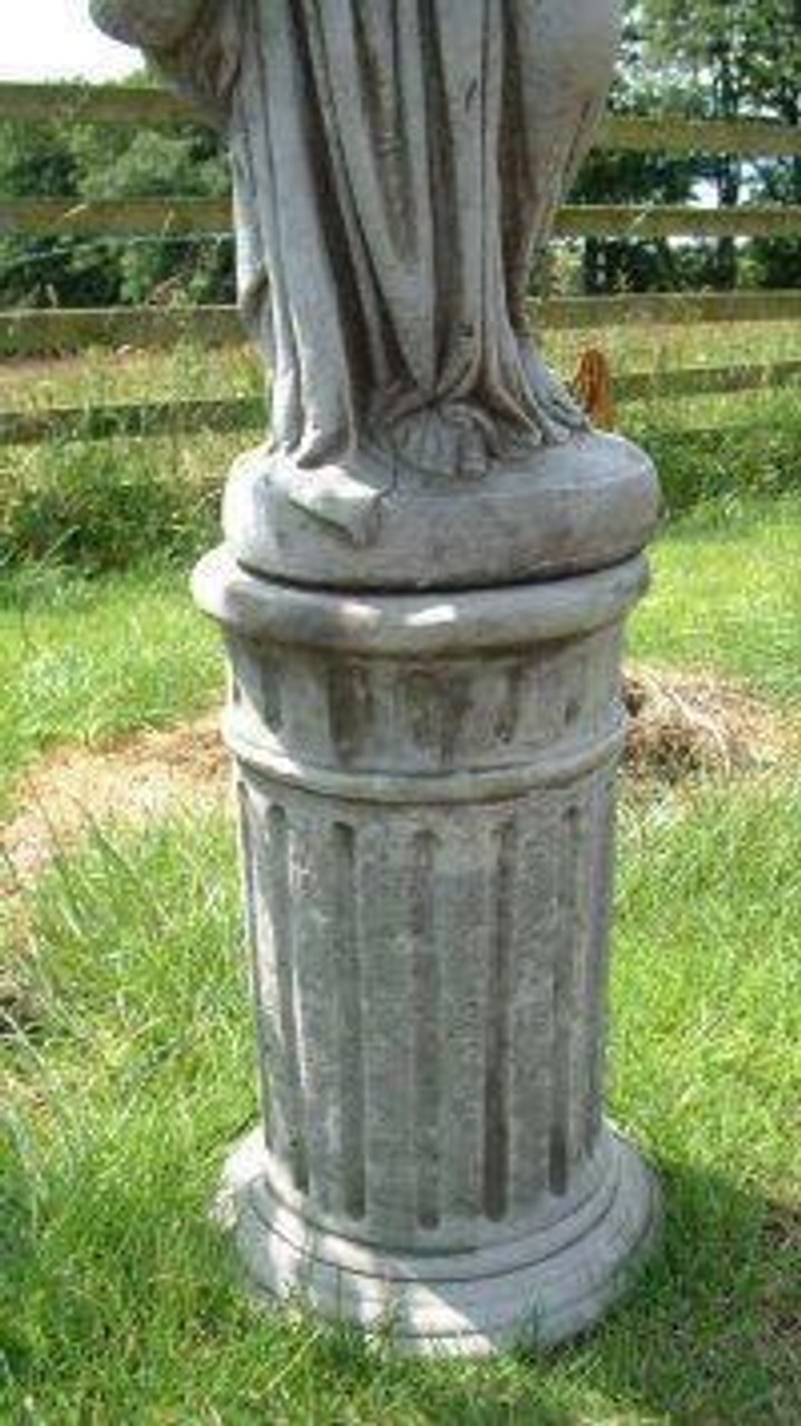 Large Female Statues Rose Lady and Girl with Jug on Pedestals