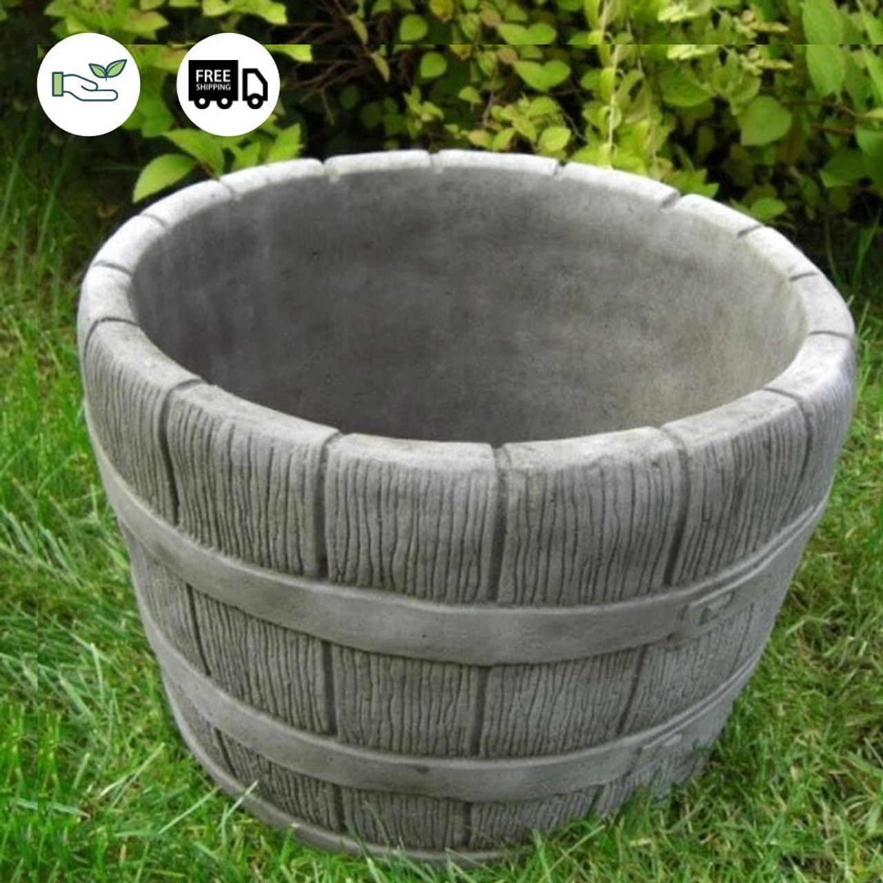 Small Half Barrel Stone Garden Planter