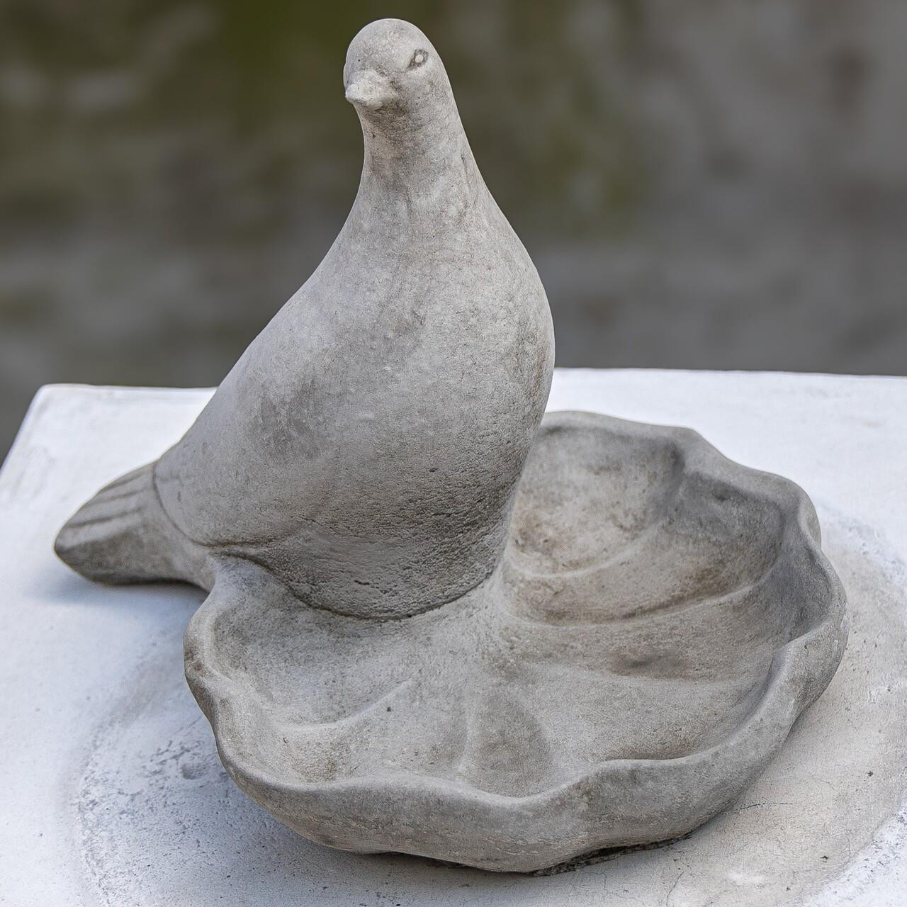 Floor level Bird Bath with Perching Pigeon / Bird feeder