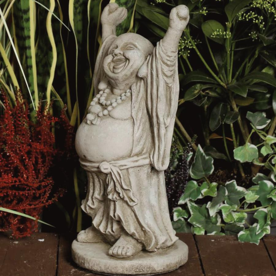 Happy Buddha  Hand Up Small Statue Garden Ornament 