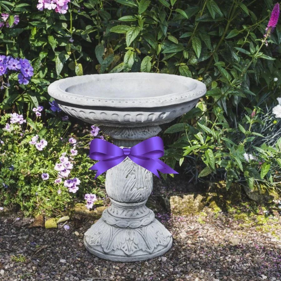Beautifully Designed Ornate Stone Bird Bath 