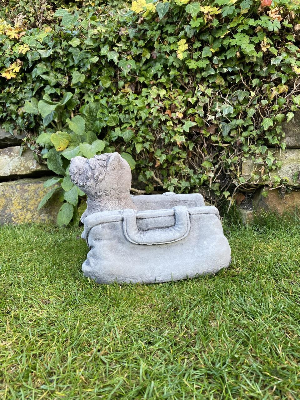 Puppy in Bag Stone Planter