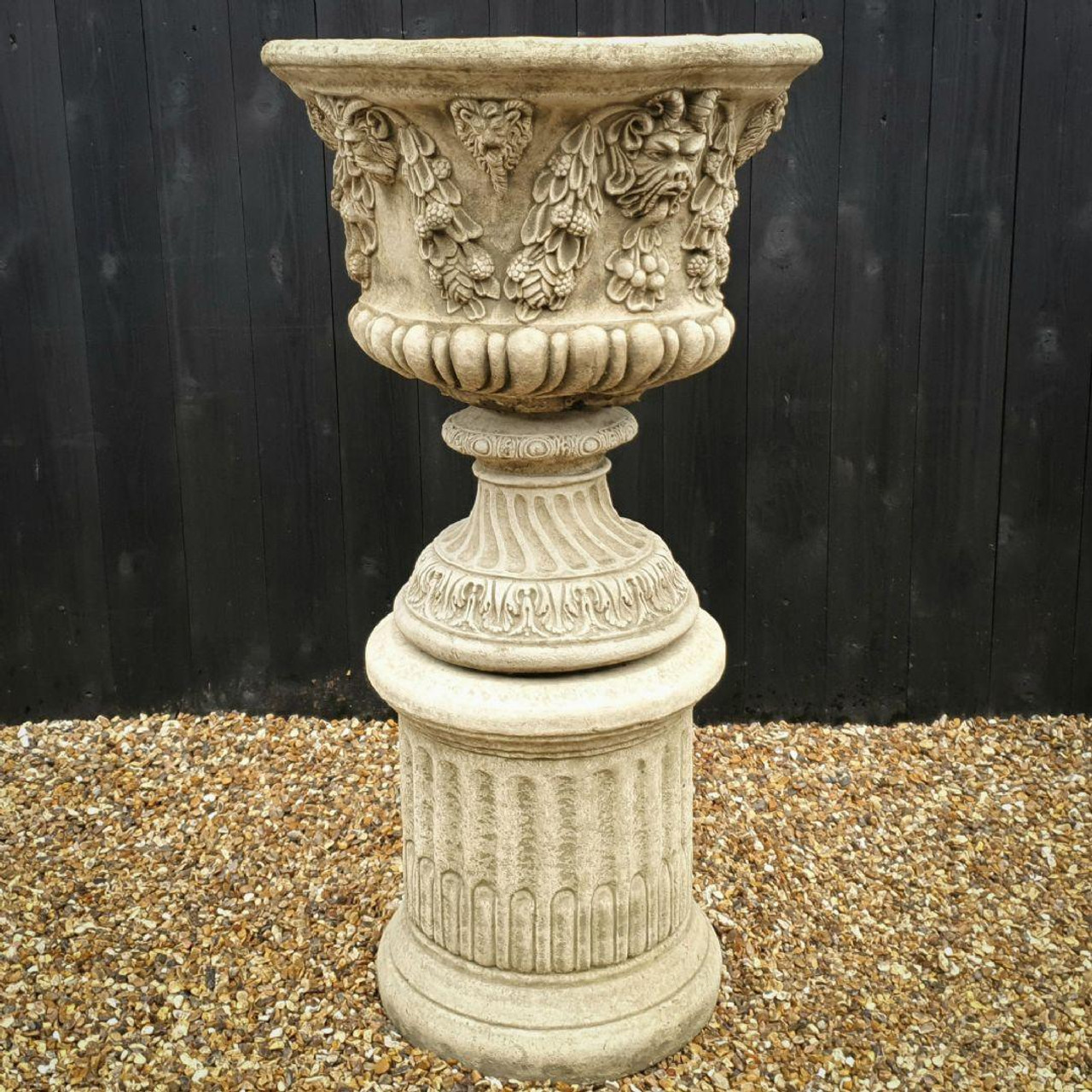 Detailed Stone-cast' Bacchus' Vase Pot (Not including plinth) 