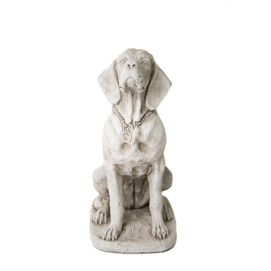 Large Stone Cast Sitting Hound Statue