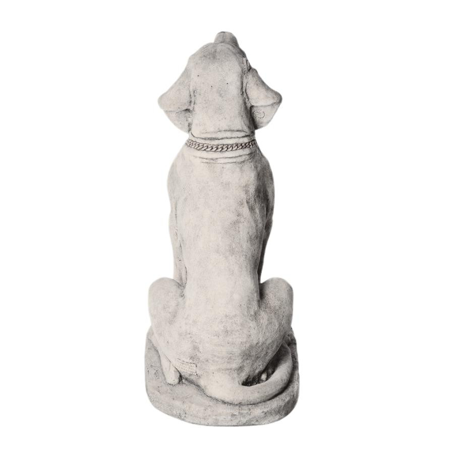 Large Stone Cast Sitting Hound Statue