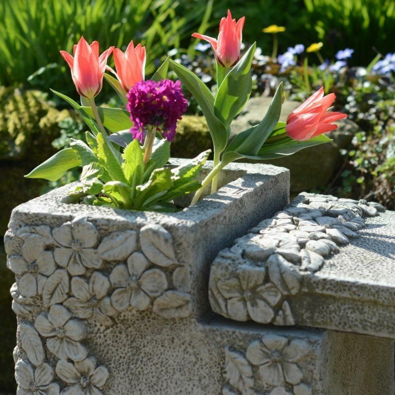 Daisy Design Stone Cast Garden Bench