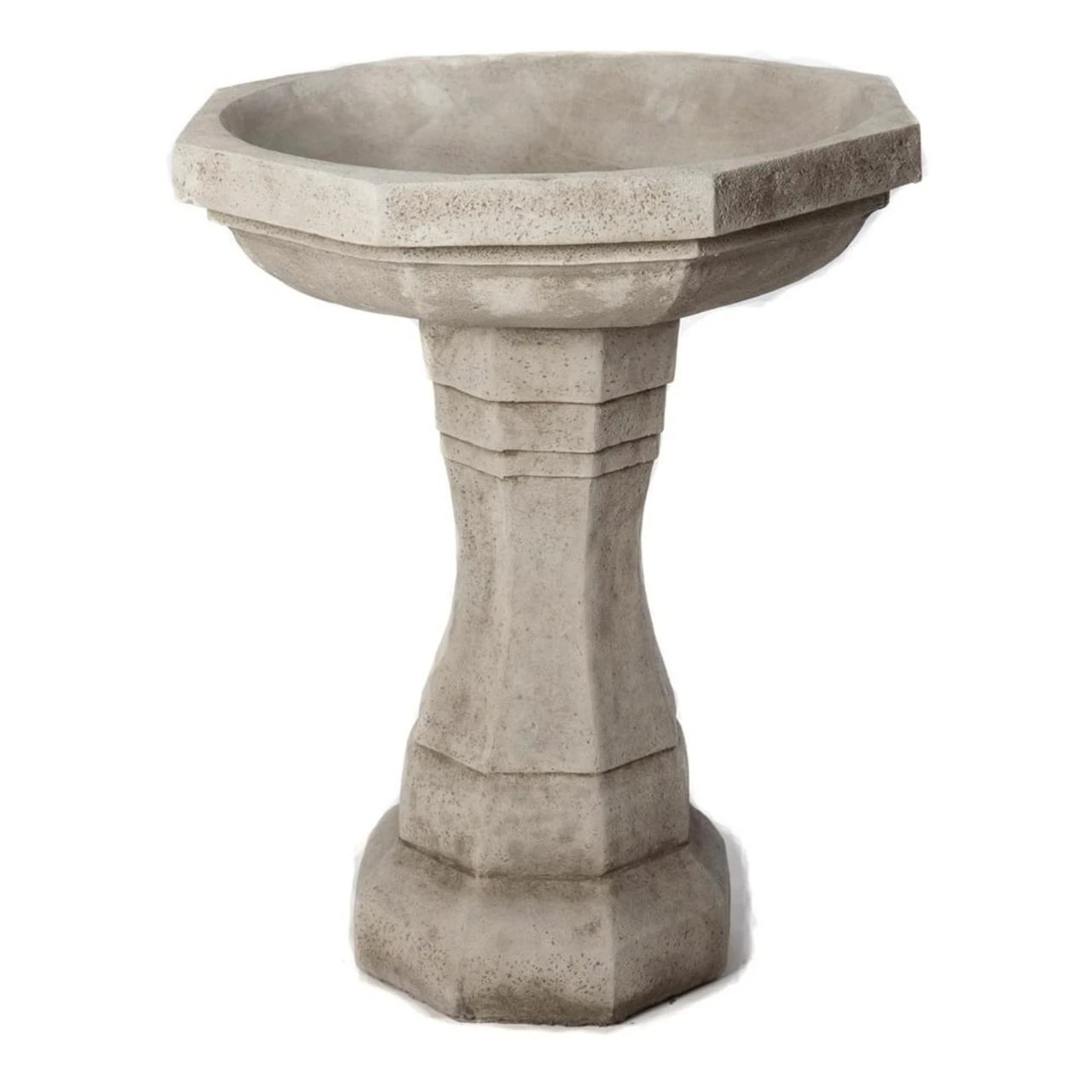Classic Octagonal Design Stone Cast Garden Bird Bath