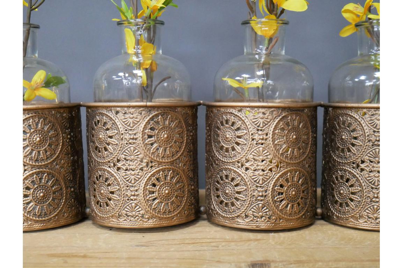 Metal and glass flower holders