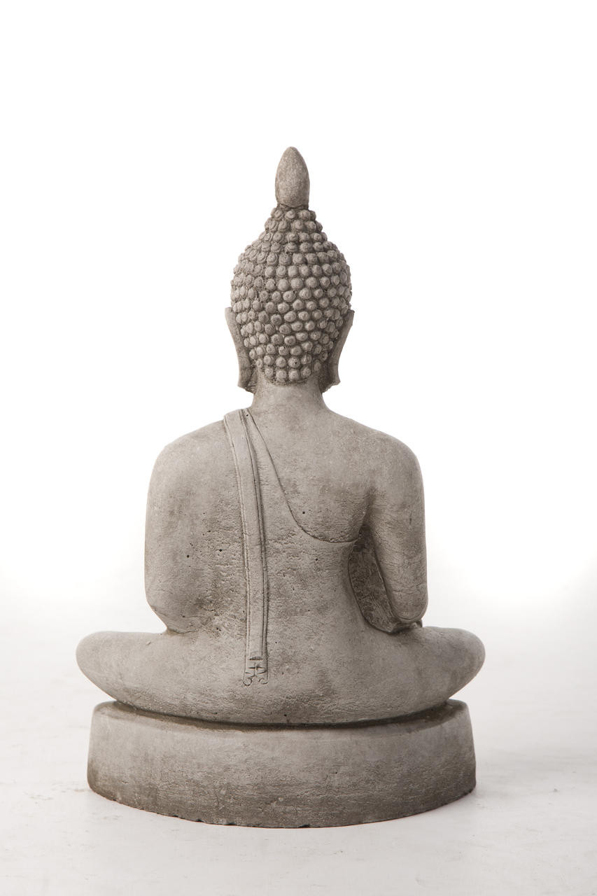 Medium Stone Cast Buddha Statue with Traditional Hat