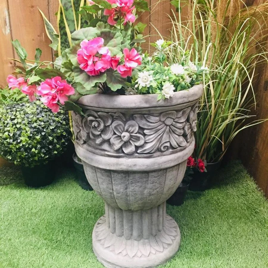Flower design Stone cast Garden Vase