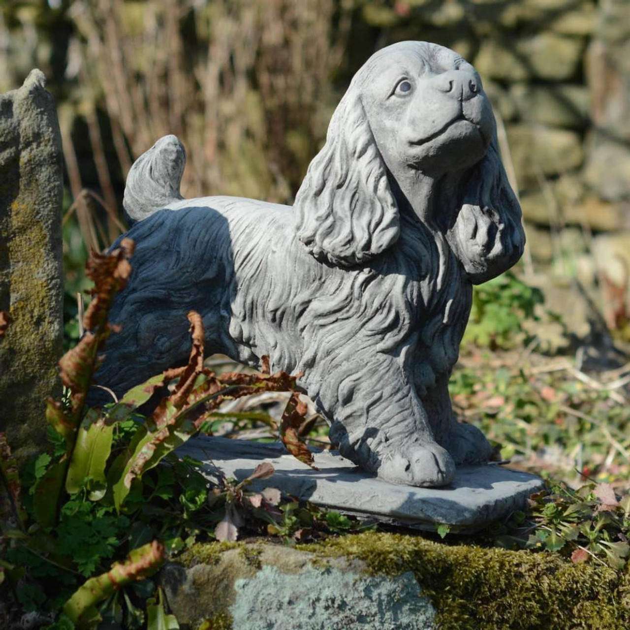 Stone Cast Standing Cocker Spaniel Garden Ornament 