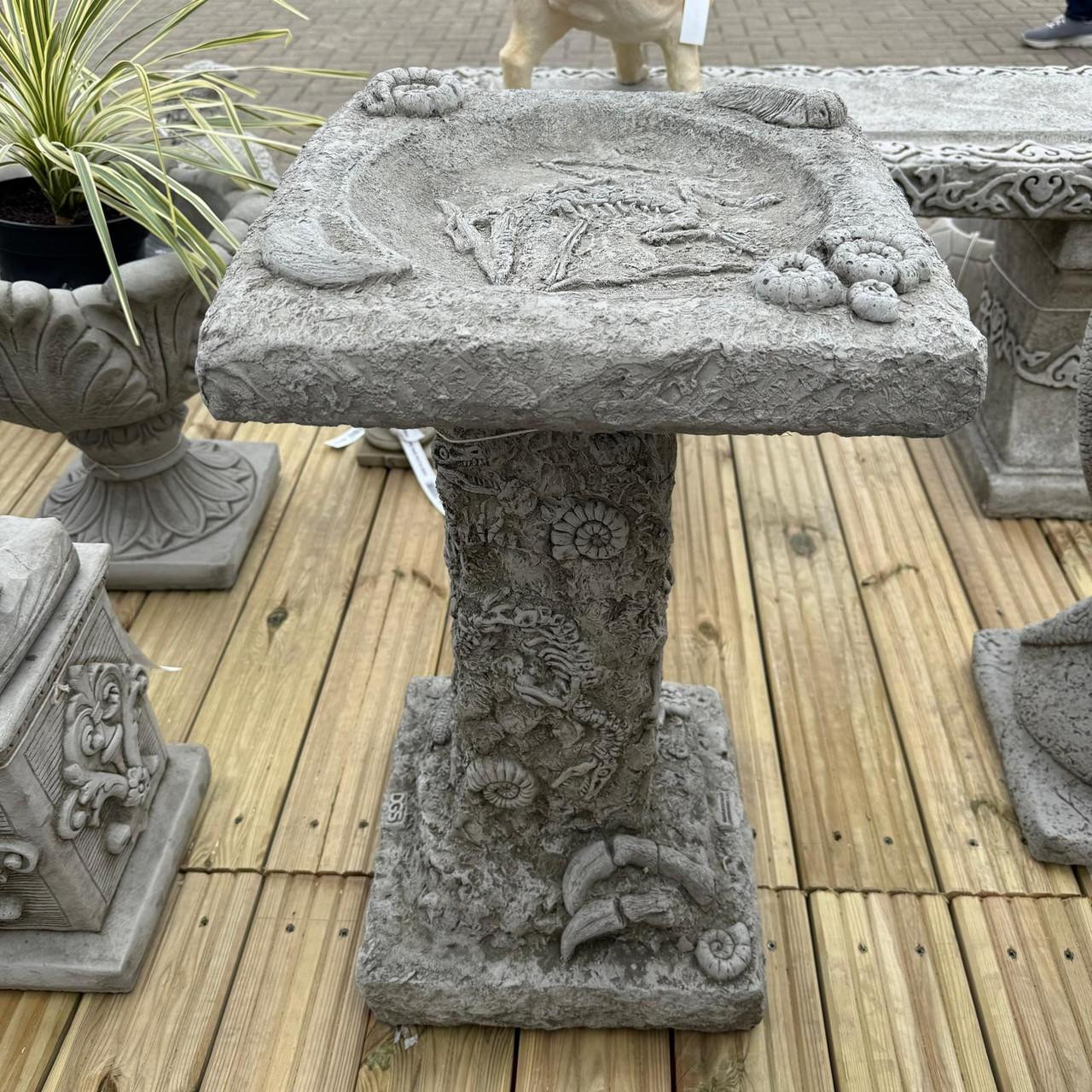 Stone Cast Detailed Jurassic Bird Bath