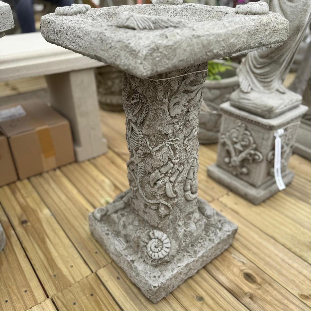 Stone Cast Detailed Jurassic Bird Bath