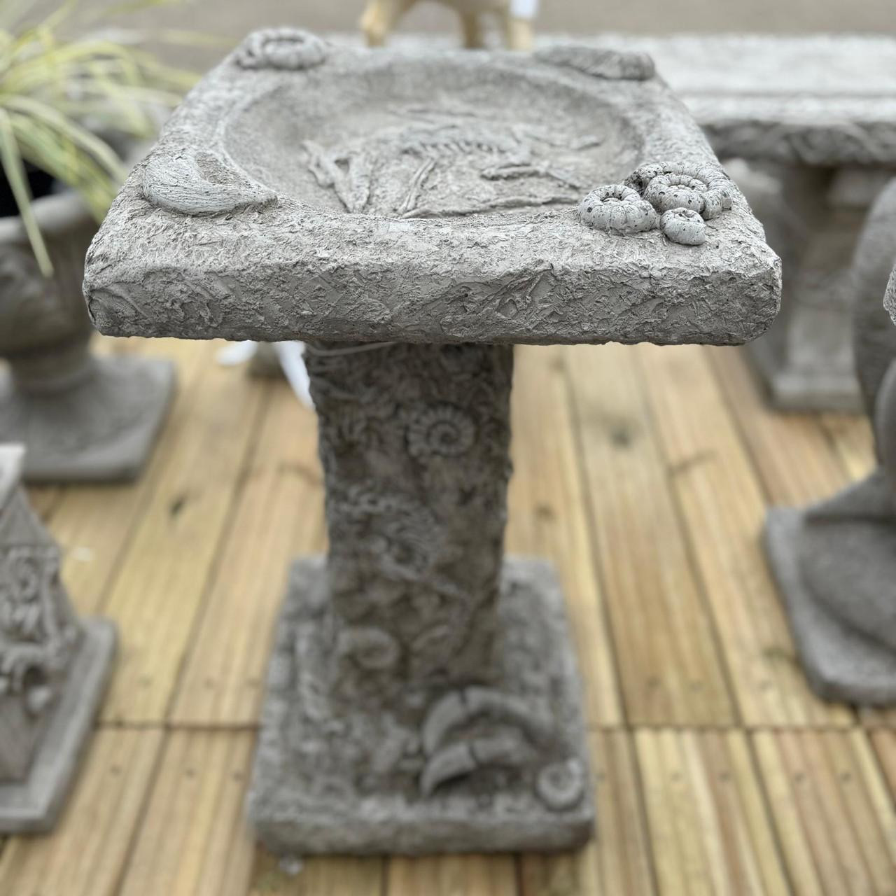 Stone Cast Detailed Jurassic Bird Bath