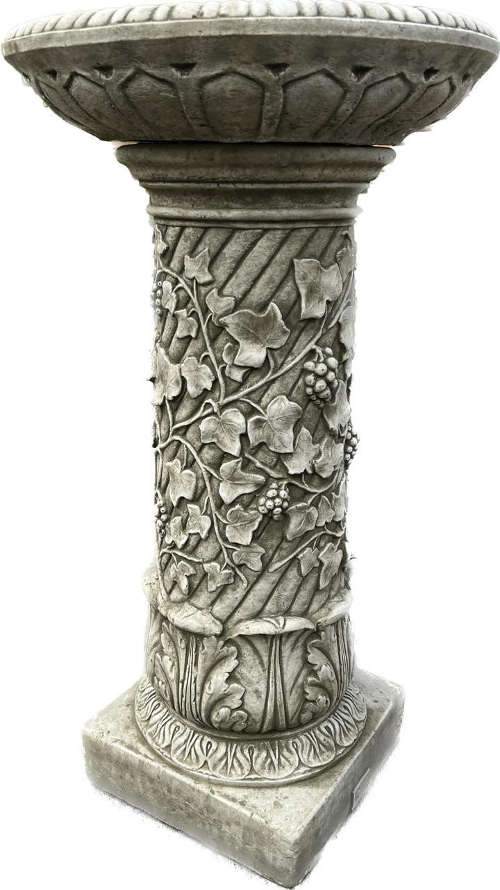 Large Stone Cast 'Bacchus' Design Birdbath 