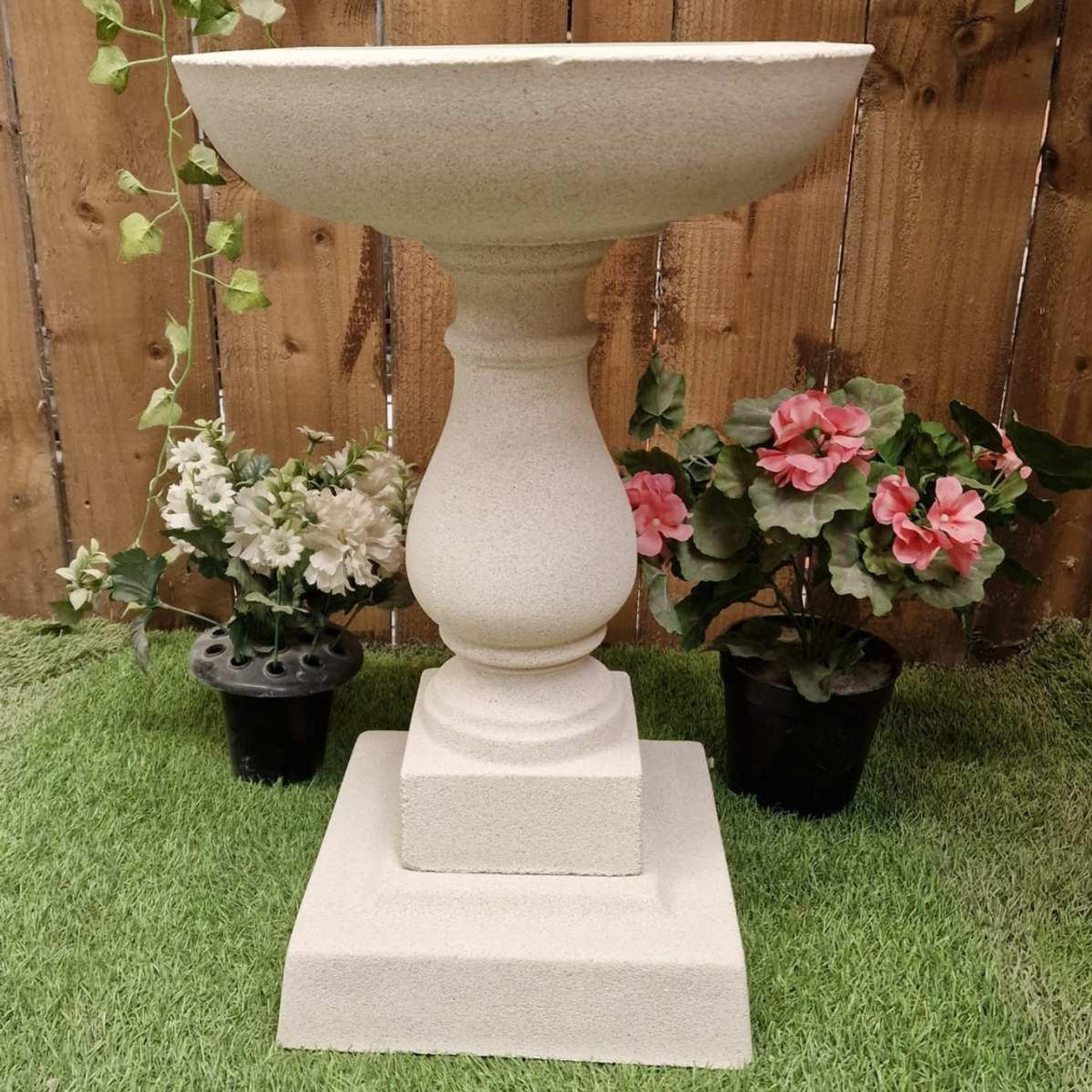 Short Minimalistic Sandstone Birdbath 