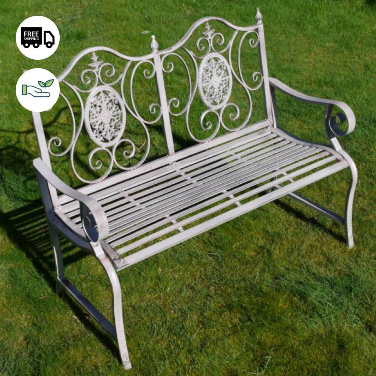 Antique Grey Garden Bench 