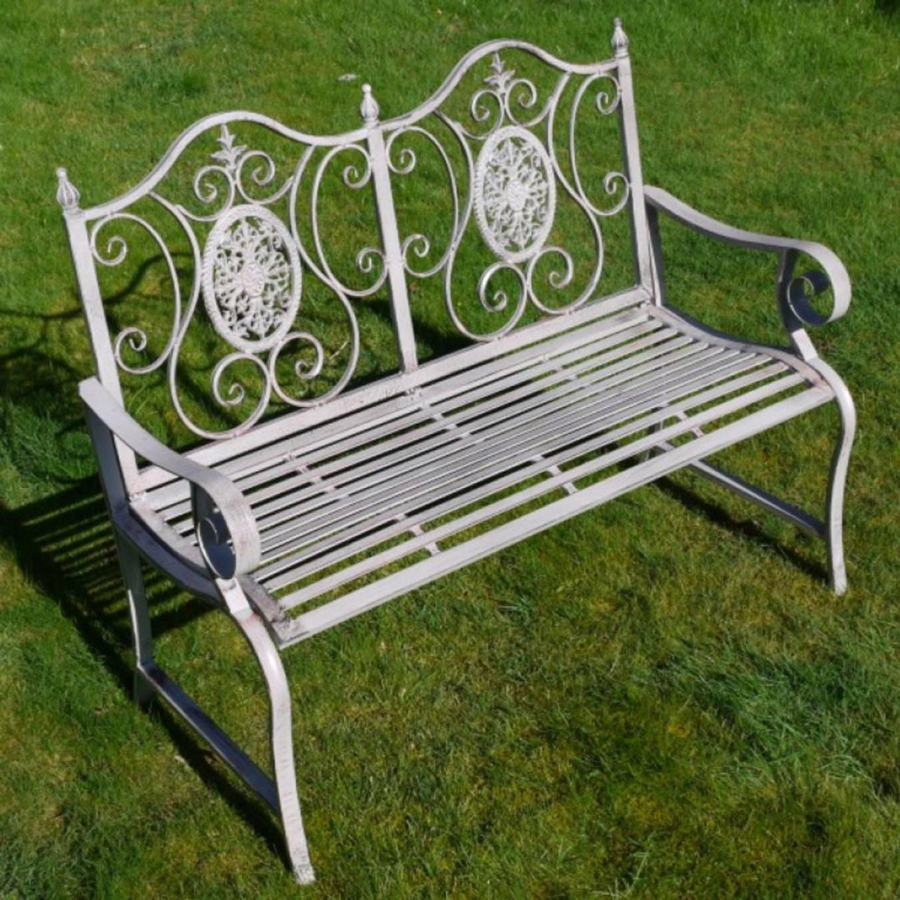 Antique Grey Garden Bench 