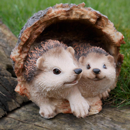 Hedgehogs In Log Home Accessory Garden Ornament Hedgehogs In Log Home Accessory Garden Ornament