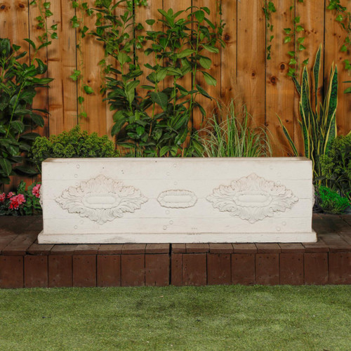 Large White Stone Cast Rustic Flower Trough Large White Stone Cast Rustic Flower Trough