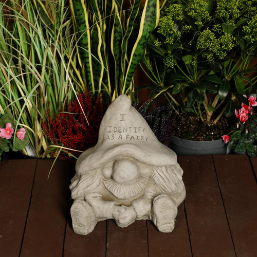 “I Identify as a Fairy” Stone Cast Gnome Statue  “I Identify as a Fairy” Stone Cast Gnome Statue
