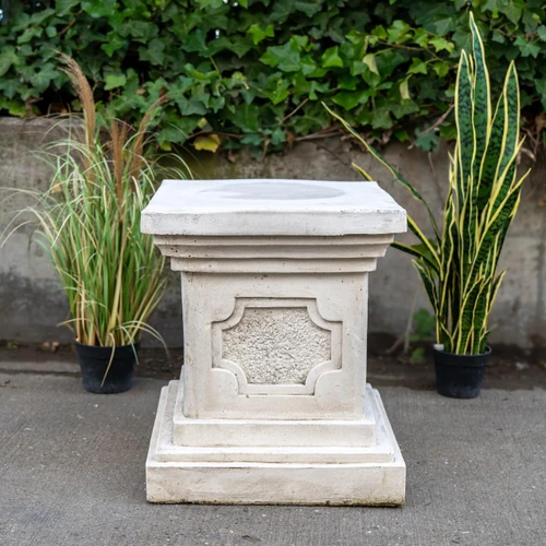 White Stone Large Square Statuary Pedestal Garden Statues