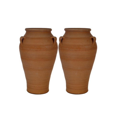 Handcrafted Pair of Traditional Cretan Pithos Terracotta Pots  Handcrafted Pair of Traditional Cretan Pithos Terracotta Pots