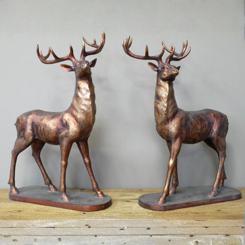 Set Of 2 Antique Stags Home Decor  
