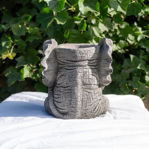 Small Stone Cast Elephant Planter Pot 