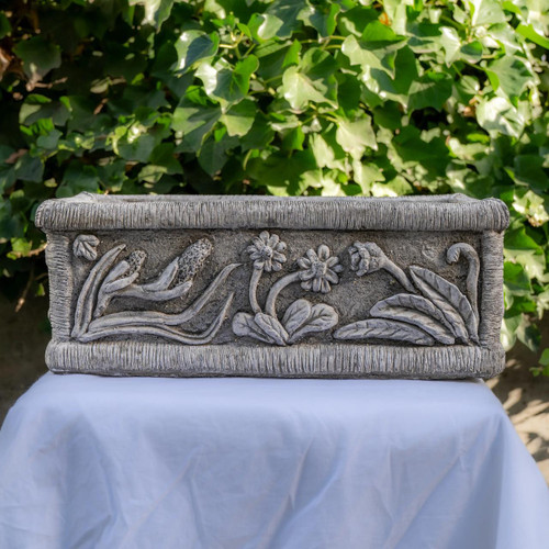 Classic Medium Floral Design Stone Cast Planter Trough 