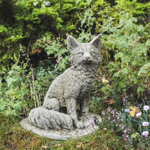  Sitting Fox Stone Fairy Garden Ornament Animal Statue 