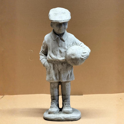 Stone Cast Boy and Football Garden Statue 
