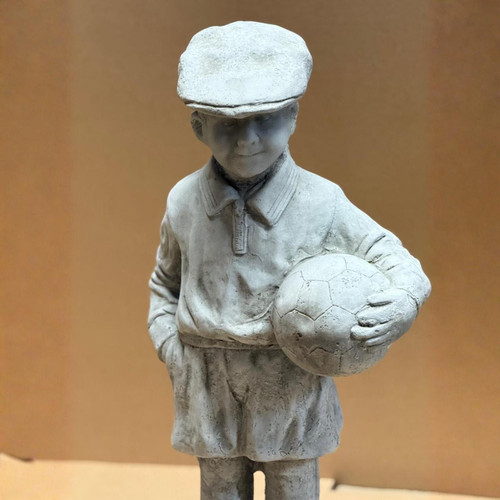 Stone Cast Boy and Football Garden Statue 