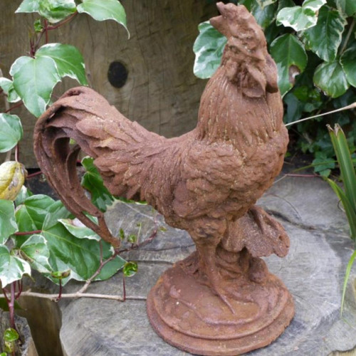 Cast Iron Rusty Cockerel Garden Décor 